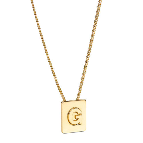 CELINE/賽琳 經典款ALPHABET系列 男女同款金色飾面黃銅字母G墜飾項鏈46N0G6BRA.35OR