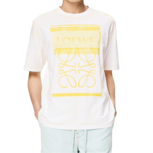LOEWE/羅意威 22年秋冬新款 男士白色/黃色純棉復印效果Anagram Logo印花T恤H526Y22X27-2108