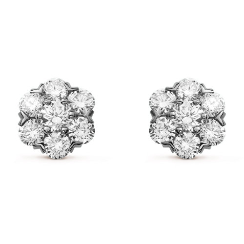 Van Cleef & Arpels/梵克雅寶 經典Fleurette系列 18k金白金鑲嵌鉆石大號花朵耳釘VCARA48300