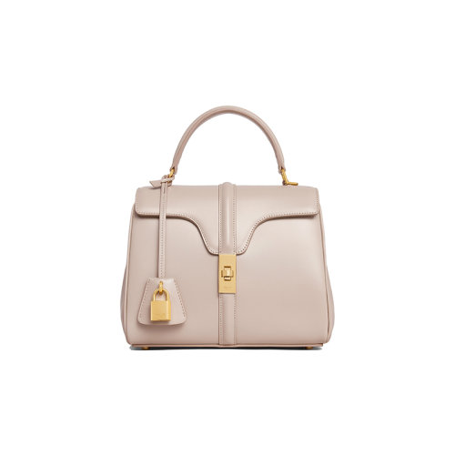 CELINE/賽琳 23春夏新款 女士小號淺咖色小牛皮金色金屬卡扣翻蓋開合調節拆卸皮革肩帶單肩斜挎包188003BEY.02TR