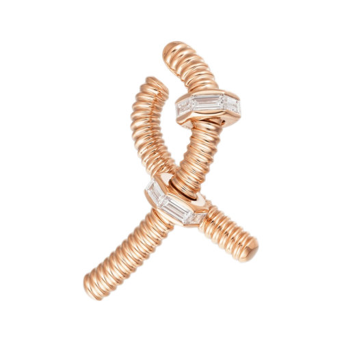 CARTIER/卡地亞  éCROU DE CARTIER系列 18k金玫瑰金鉆石螺母右耳環B8301434