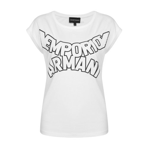 Emporio Armani/安普里奧阿瑪尼 白色 女士品牌字母標識印花圓領短袖T恤 3H2T7S-2J53Z-0100