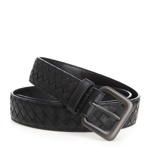 Bottega Veneta/葆蝶家 【熱賣】BV 男士黑色牛皮編織針扣式商務休閑皮帶褲帶腰帶 271932-V4650-1000