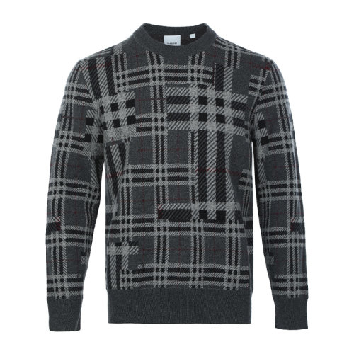 BURBERRY/博柏利21新品對比格紋羊絨提花男士針織衫/毛衣8045016