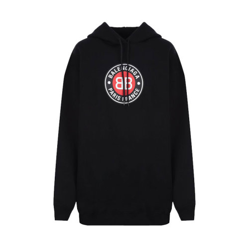 Balenciaga/巴黎世家 女裝 女士BB徽標黑色棉質時尚百搭連帽秋冬女衛衣 641529TJV771000
