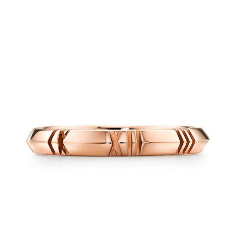 Tiffany & Co./蒂芙尼 Atlas X系列 18K金玫瑰金羅馬數字戒指GRP11739