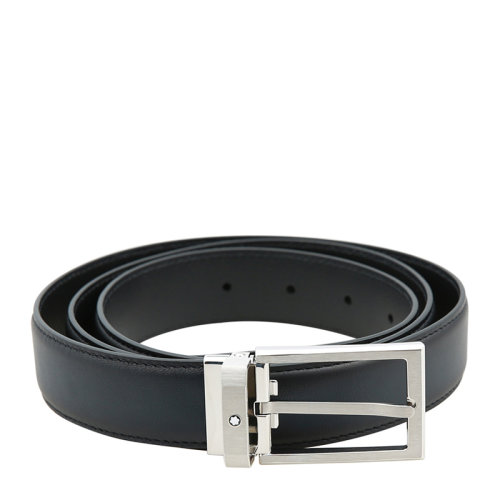 MontBlanc/萬寶龍 男士經典黑色卡扣腰帶皮帶 123887
