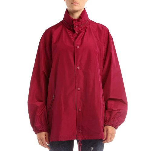 Balenciaga/巴黎世家 女士紅色滌綸背面徽標印花立領長袖拉鏈風衣外套 556168-TYD36-5061