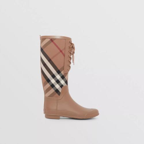  BURBERRY 22年秋冬 女士 Vintage 格紋拼橡膠雨靴 80591581