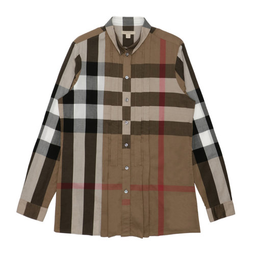 BURBERRY 博柏利 巴寶莉 女士 服裝  翻領(lǐng)經(jīng)典卡其色格紋長袖襯衫 女士長袖襯衫