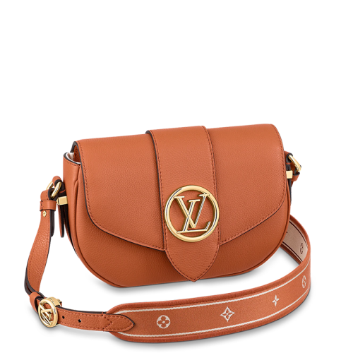 Louis Vuitton/路易威登 22春夏新款PONT 9 SOFT系列 女士中號金橘色粒面牛皮革金扣翻蓋開合單肩斜挎包M58968