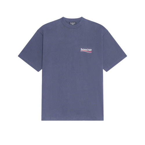 Balenciaga/巴黎世家 22年早春新款 POLITICAL CAMPAIGN系列 男士灰藍色純棉廓形寬松短袖T恤641675TKVJ11366