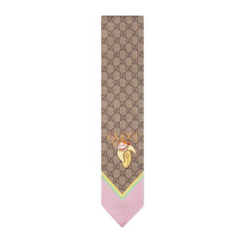  GUCCI古馳 22年秋冬 女士 Gucci和Bananya印花真絲領結 704144 3G001 5900