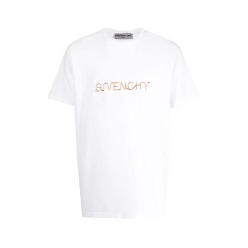 Givenchy/紀梵希 男士 時尚百搭 男裝 白色棉質圓領短袖T恤 BM710N3002-100 HJH0034C