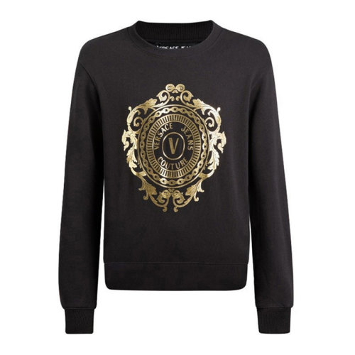 VERSACE JEANS/范思哲牛仔 男士黑色棉質經典字母徽標巴洛克印花裝飾圓領長袖上衣衛衣運動衫套頭衫 B7GWA73F-30453-K42