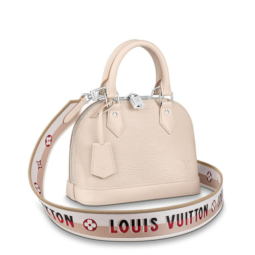 Louis Vuitton/路易威登 22春夏新款ALMA BB系列 女士米色粒面牛皮革銀鎖銀扣單肩斜跨手提包M58706
