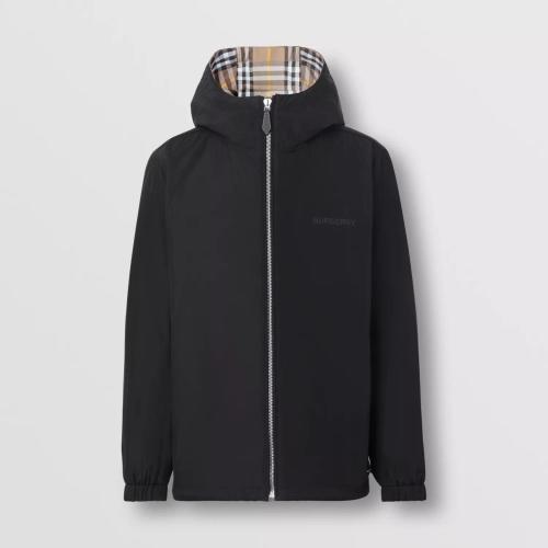  BURBERRY 22年秋冬 男士 雙面兩穿格紋棉質混紡連帽夾克 80544811