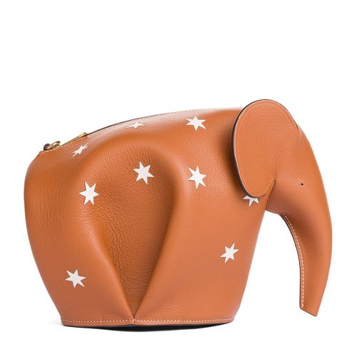 LOEWE/羅意威 女士皮質小象單肩包迷你 199.41.M93 棕褐色/白色