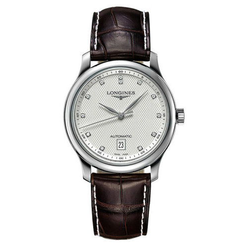 LONGINES/浪琴 名匠系列 鉆石時(shí)標(biāo) 精鋼 鱷魚皮表帶 日期顯示 自動機(jī)械 男士腕表 L2.628.4.77.3