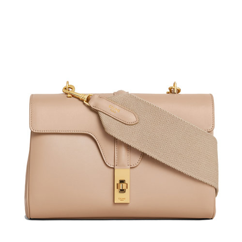CELINE/賽琳 22新款16 TEEN系列 女士卡其色/獵裝色（safari）小牛皮金扣翻蓋開合扭鎖斜跨單肩包196853CR4.03SA
