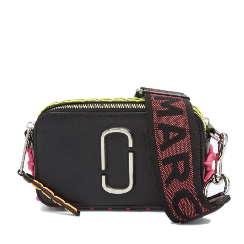 Marc Jacobs/馬克雅各布斯 SNAPSHOT系列女士純色皮革熒光色編織飾邊經(jīng)典金屬徽標(biāo)裝飾拉鏈開(kāi)合單肩包斜挎包相機(jī)包女包 M0014504 多色可選