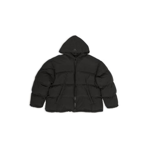  BALENCIAGA巴黎世家 22年秋冬 男士 羽絨服 Sporty B Hooded Puffer in Black 720147TNO451000