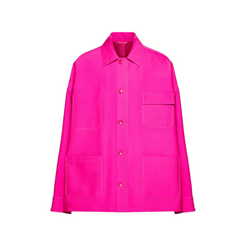 Valentino/華倫天奴 22年秋冬新款 Pink PP系列 男士亮粉色棉質羊毛和真絲混紡襯衫外套1V0CIM278E9UWT