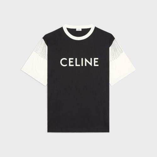  CELINE賽琳思琳 22年秋冬 男士 短袖T恤 CELINE棉質(zhì)平紋針織流蘇T恤 2X29C671Q.38AW