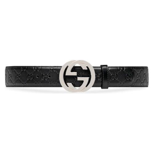  GUCCI古馳 22年秋冬 男士 Gucci Signature皮革腰帶 411924 CWC1N 1000