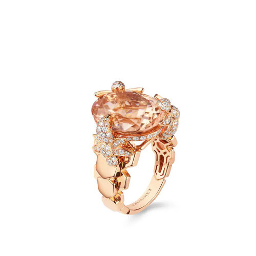Chaumet/尚美 戒指/指環 EXQUISES系列 女士18k金玫瑰金鑲有橢圓形切割摩根石和明亮式切割鉆石戒指 083933