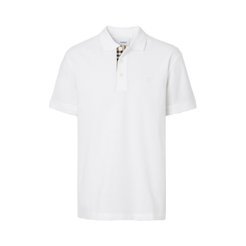 BURBERRY/博柏利 22年春夏新款 男士白色純棉珠地網(wǎng)眼布專屬標(biāo)識(shí)裝飾短袖Polo衫80552291