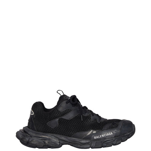 Balenciaga/巴黎世家 22年春夏新款 TRACK.3系列 女士黑色網布尼龍做舊效果運動鞋700873W3RF11090