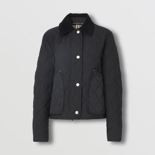  BURBERRY 22年秋冬 女士 燈芯絨衣領(lǐng)菱形絎縫短款谷倉夾克 80551311