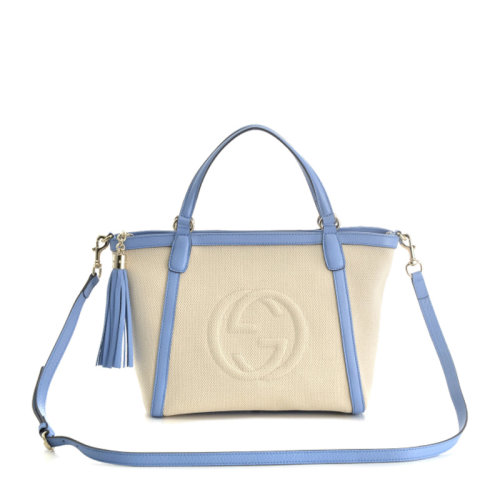 GUCCI/古馳 女士拼色棉質(zhì)配皮經(jīng)典雙G字母徽標(biāo)裝飾單肩包斜挎包手提包女包 369176-KJ54G 多色可選