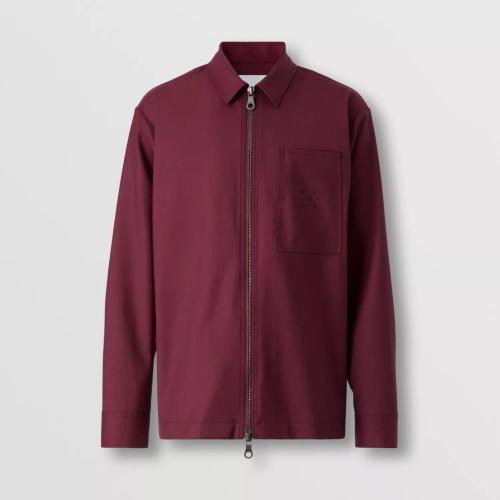  BURBERRY 22年秋冬 男士 徽標裝飾拉鏈前襟羊毛襯衫 80572911