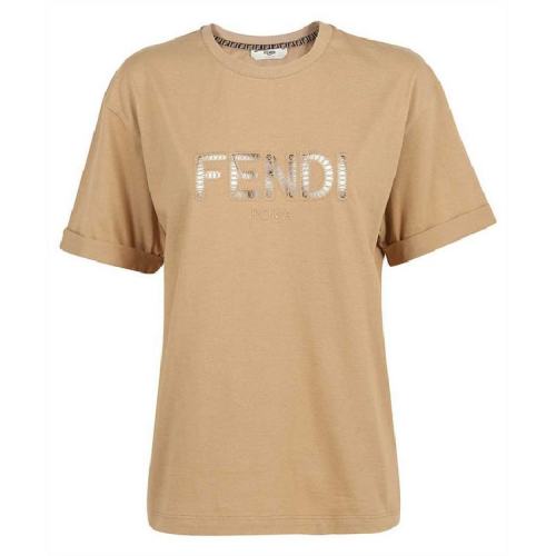  FENDI/芬迪 女士綠色棉質短袖T恤 FS7375 AFLT F1D3F PLFSX