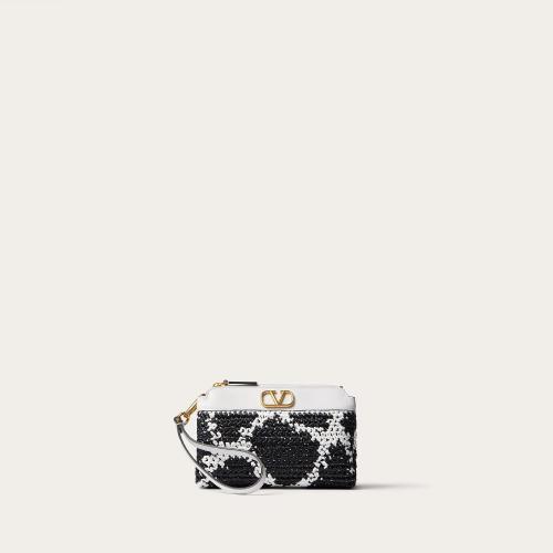  VALENTINO華倫天奴 22年秋冬 女士 錢包 POCHETTE EN RAPHIA a MOTIF GIRAFFA RE-EDITION 1W2P