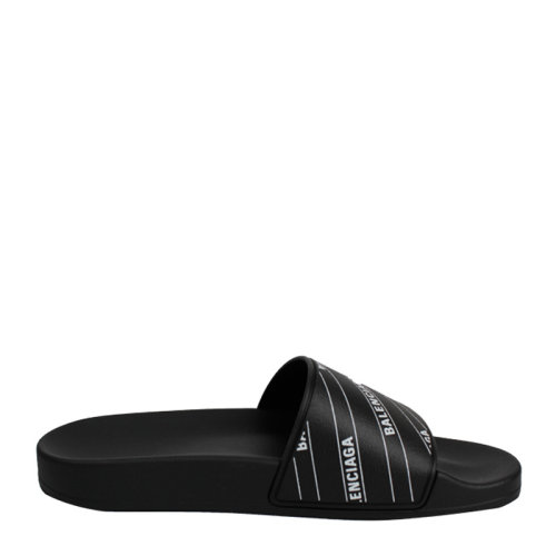Balenciaga/巴黎世家 女士黑色橡膠徽標(biāo)沙灘鞋平底拖鞋涼鞋女鞋 578935-W1S90-1006