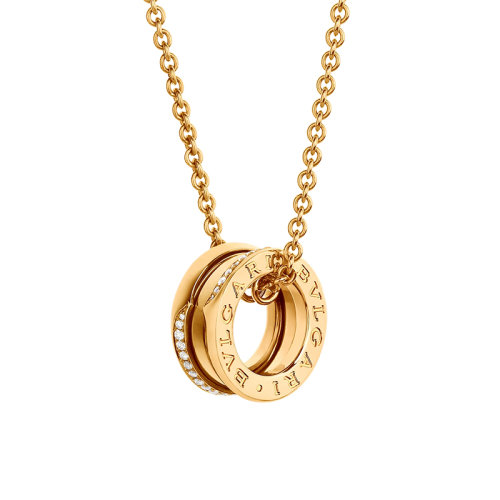 BVLGARI/寶格麗 22春夏新款B.ZERO1系列 18K金黃金半密鑲鉆石彈簧項鏈359386