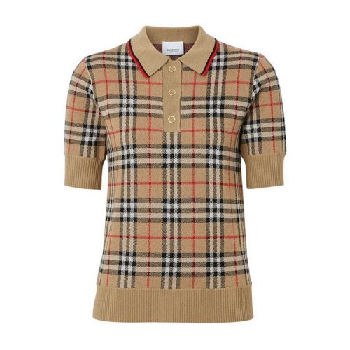  BURBERRY/博柏利 女士棕色時(shí)尚休閑短袖POLO衫 8017141 PLFSX