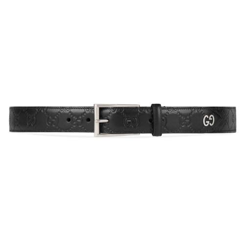  GUCCI古馳 22年秋冬 男士 Gucci Signature腰帶，配以GG細節 474313 CWC1N 1000