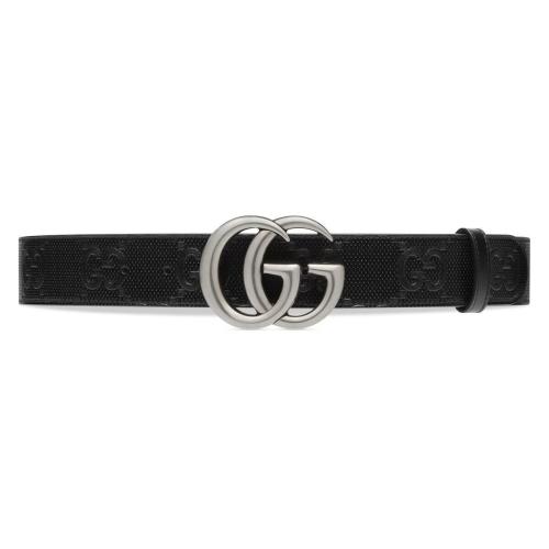  GUCCI古馳 22年秋冬 男士 GG Marmont系列印花壓紋皮革腰帶 406831 1W3AF 1000