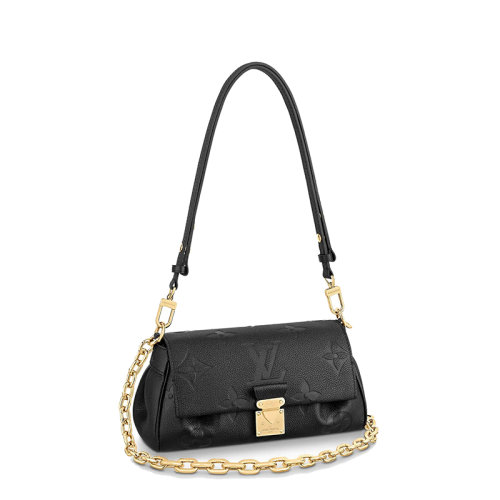 Louis Vuitton/路易威登 21新款FAVORITE系列 女士黑色柔軟小牛皮會標壓花金扣長方形斜挎單肩包M45813