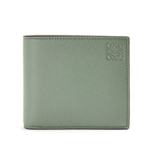 LOEWE/羅意威  男士暗鼠尾草色柔軟粒面小牛皮雙折卡夾錢包0010640027
