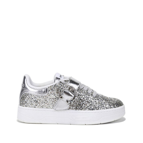 Jimmy Choo/周仰杰 女士閃光面料配皮系帶休閑運動鞋板鞋 OSAKA LACE UP QAZ