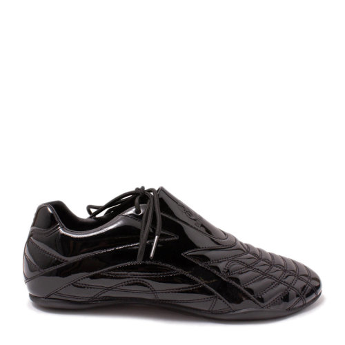 Balenciaga/巴黎世家 男士黑色閃亮漆皮PU皮革經典B字母徽標壓花裝飾橡膠鞋底休閑鞋運動鞋平底鞋單鞋男鞋 617540-W2QA1-1000