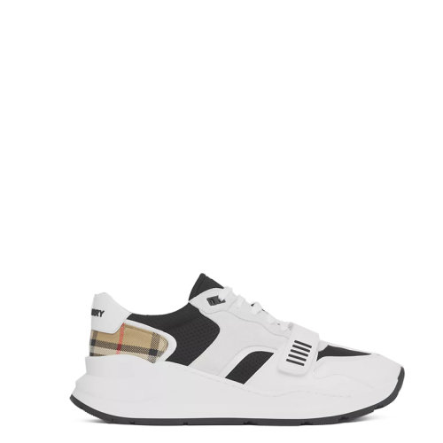 BURBERRY/博柏利 22年春夏新款 男士黑色/白色棉質(zhì)復(fù)古格紋裁片碰撞網(wǎng)眼運(yùn)動鞋80518391