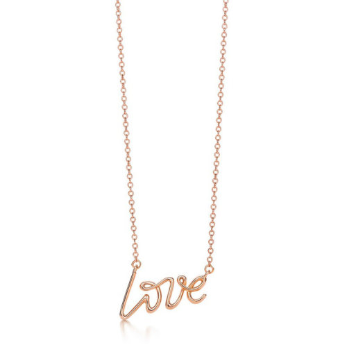 Tiffany & Co./蒂芙尼  Paloma's Graffiti 系列 18K金玫瑰金女士LOVE字體小號項(xiàng)鏈 26290597