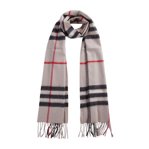 BURBERRY/博柏利 女士米色經典英倫風羊絨保暖御寒格紋圍巾圍脖 3954673