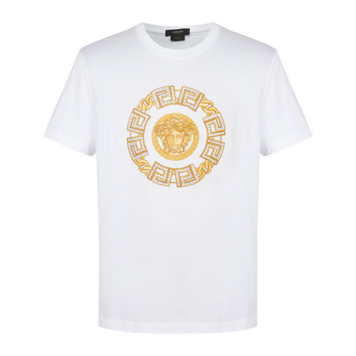 VERSACE/范思哲 男士純色棉質經典美杜莎刺繡圖案圓領上衣短袖T恤 A87386-A228806 多色可選